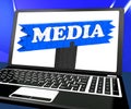 Media On Laptop Shows Internet Broadcasting Royalty Free Stock Photo