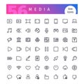 Media Line Icons Set