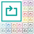 Media loop flat color icons with quadrant frames