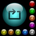 Media loop icons in color illuminated glass buttons