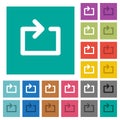 Media loop square flat multi colored icons