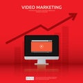 Media marketing concept. Making money from video with social network. Digital advertising promotion strategy. online vlog content Royalty Free Stock Photo