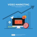 Media marketing concept. Making money from video with social network. Digital advertising promotion strategy. online vlog content Royalty Free Stock Photo