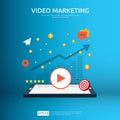 Media marketing concept. Making money from video with social network. Digital advertising promotion strategy. online vlog content Royalty Free Stock Photo