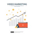 Media marketing concept. Making money from video with social network. Digital advertising promotion strategy. online vlog content Royalty Free Stock Photo