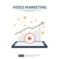 Media marketing concept. Making money from video with social network. Digital advertising promotion strategy. online vlog content Royalty Free Stock Photo