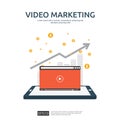 Media marketing concept. Making money from video with social network. Digital advertising promotion strategy. online vlog content Royalty Free Stock Photo