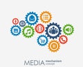 Media mechanism concept. Growth abstract background with integrated meta balls, icon for digital, strategy, internet