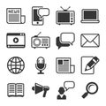 Media News Icon Set on White Background. Vector Royalty Free Stock Photo