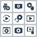 Media Play and Streaming Vector Icons in Glyph Style 2