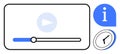 Video Player Interface with Progress Bar, Information Icon, and Clock Symbol for Media and Time Management Concepts Royalty Free Stock Photo