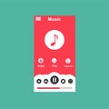 Media player application, app template with flat design style for smartphones, PC or tablets. Clean and modern - Vector