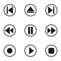 Media player button icons. Multimedia control symbols. Vector illustration. EPS 10. Royalty Free Stock Photo