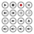 Media player button icons set