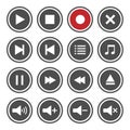 Media player button icons set Royalty Free Stock Photo