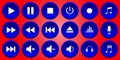 Media player buttons. Multimedia keyboard with play, pause, stop, skip next and skip back icon. Royalty Free Stock Photo