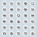 Media player control buttons set for designers Royalty Free Stock Photo