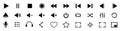 Media player control icon set, interface multimedia symbols and audio, media player buttons, music speaker volume Ã¢â¬â vector