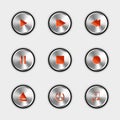 Media Player Control Icon Set - Silver Metallic Vector Illustration - Isolated On White Background Royalty Free Stock Photo