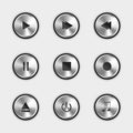 Media Player Control Icon Set - Silver Metallic Vector Illustration - On White Background Royalty Free Stock Photo