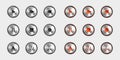 Media Player Control Icon Set - Switched Off And Switched On Version - Silver Metallic Vector Illustration - Isolated On White Royalty Free Stock Photo