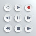 Media player control round button ui icon set