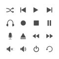 Media player icon set. Vector illustration, flat design. Royalty Free Stock Photo