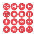 Media player icon set. Vector illustration, flat design. Royalty Free Stock Photo