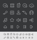 Media Player Icons // Black Line Series Royalty Free Stock Photo