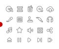 Media Player Icons // Red Point Series Royalty Free Stock Photo