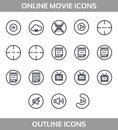 Media Player Icons Set. Multimedia. Isolated. Vector Illustration, pixel perfect set. Royalty Free Stock Photo