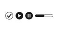 Media Player Interface Icons with Progress Bar and Checkmark Royalty Free Stock Photo