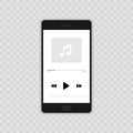 Media player. Mobile music player vector icon illustration flat design. Isolated on transparent background. Royalty Free Stock Photo