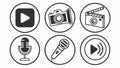 Media player and production circular icon set vector vector design Generative AI Royalty Free Stock Photo