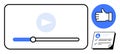 Media Player with Progress Bar, Thumbs-Up Icon, and Document Checklist Visual Royalty Free Stock Photo
