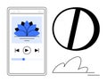 Minimalist Media Player Interface with Lotus Design and Abstract Cloud Element Royalty Free Stock Photo