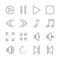 Media player set icon vector. Outline music collection. Trendy flat multimedia sign design. Thin li