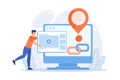 Media player, software, computer application. Geolocation app, location determination function. Male implementor, Royalty Free Stock Photo