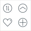 media players line icons. linear set. quality vector line set such as add, like, expand