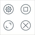 media players line icons. linear set. quality vector line set such as close, expand, stop