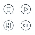 media players line icons. linear set. quality vector line set such as sound, mixer, play