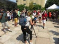 Media Presence at the Partial Solar Eclipse Royalty Free Stock Photo