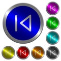 Media prev luminous coin-like round color buttons