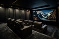 A media room with plush seating, dimmable lighting, and acoustic panels for optimal movie nights.