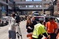 Media on site of Ottawa sinkhole Royalty Free Stock Photo