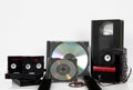 Media storage video cassette tapes cd dvd mm Royalty Free Stock Photo