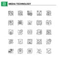 25 Media Technology icon set. vector background Royalty Free Stock Photo