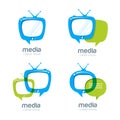 Media and tv news logo design template.