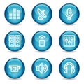 Media web icons, blue glossy sphere series Royalty Free Stock Photo