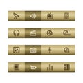 Media web icons on bronze bar